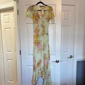 Abercrombie & Fitch Floral High Low Dress - Yellow and Pink